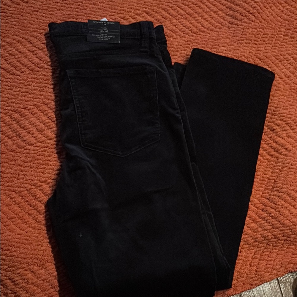Banana Republic Black Velvet Straight Leg Pants